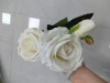 Simulated 2-flower 1-bud velvet rose bouquet manufacturer wholesale round wrapped rose, plastic flower, artificial flower, silk flower, artificial flower, wedding indoor and outdoor DIY decorative flower, shooting props in stock, replenishing cabinet 112032308 Item Picture